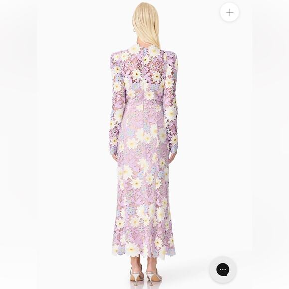 elliatt sigrid purple floral lace fit & flare long sleeve maxi dress size XL NEW - Picture 4 of 11